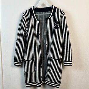 Striped Black and White Women's Coat